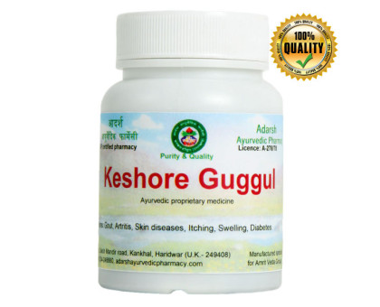 Kaishore Guggul (Keshore Guggul) Adarsh Ayurvedic Pharmacy, 40 grams ~ 110 tablets