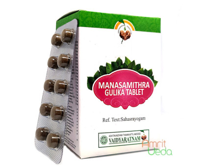 Манасамітра гуліка з золотом Вайд'яратнам (Manasamitra gulika Vaidyaratnam), 100 таблеток