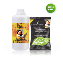 Набір — шампунь Arnica Plus + фарба для волосся Natural Colourveda (чорнувато-коричневий), 500 мл + 100 грам